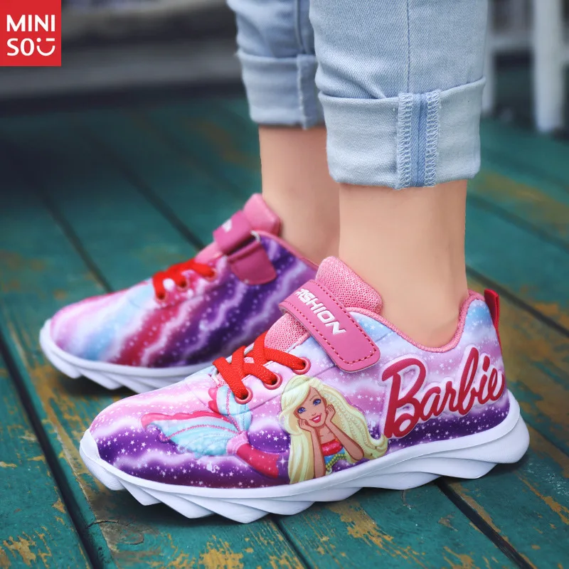 ミニソ 2025 ファッション漫画柄男の子用ランニングシューズ、通気性メッシュ軽量スニーカー（大きいお子様向け）