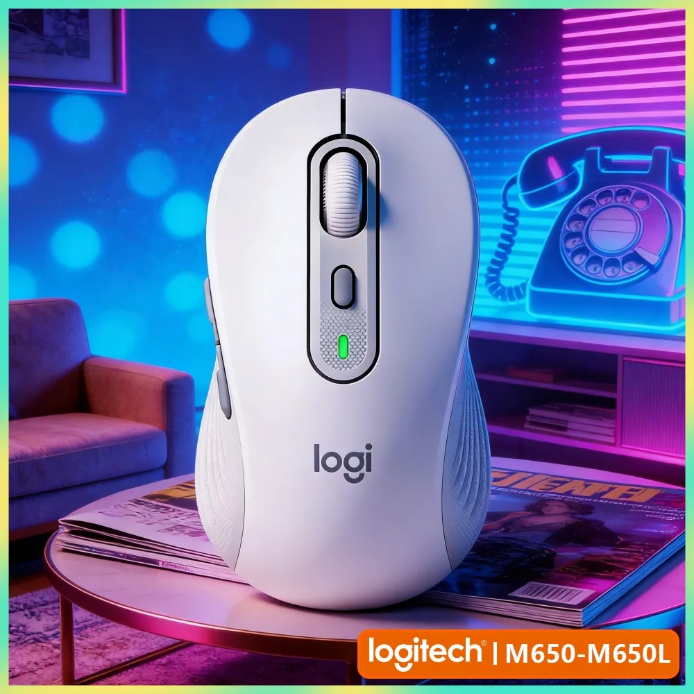 Logitech M650/M650L Ergonomic Mouse - Soft Thumb Area, Dual Connectivity, Silenttouch Tech, 10M Stable Range