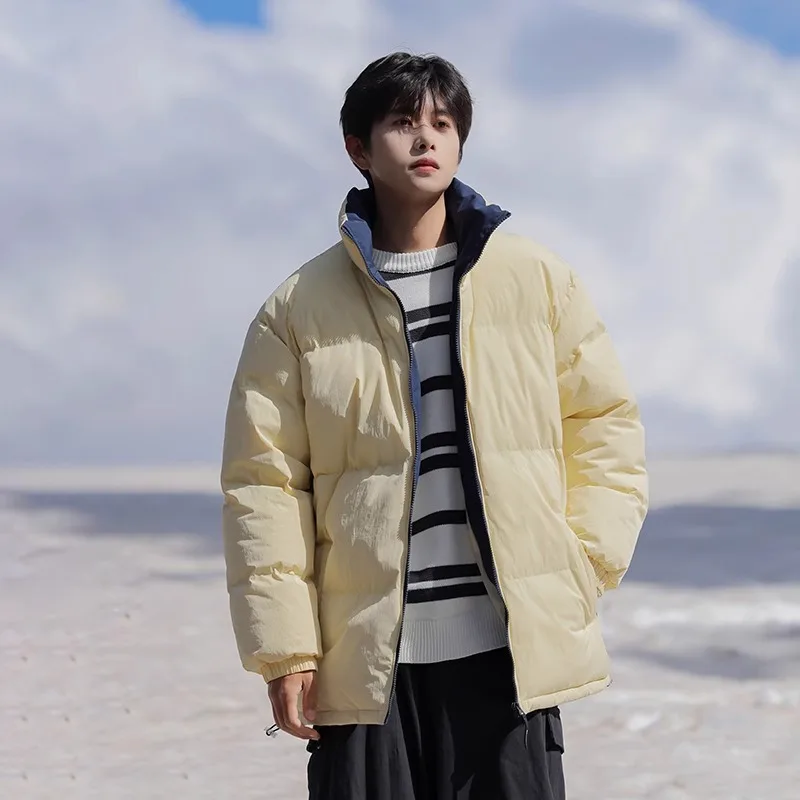 

Winter New Fashion Men's Stand Collar Long Sleeve Solid Color Casual Trendy Loose Simple Basic Quilted Jackets Male Clothes Coat
