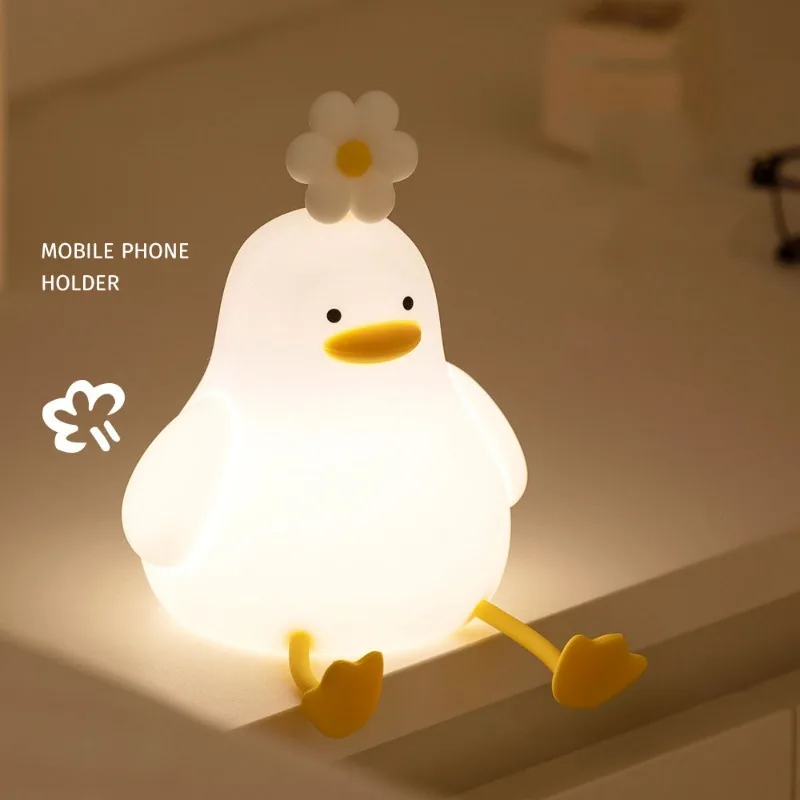 

Silicone Cute Duck Night Light USB Rechargeable Nightlights Bedside Touch Lamp for Children Kids LED Bedroom Light