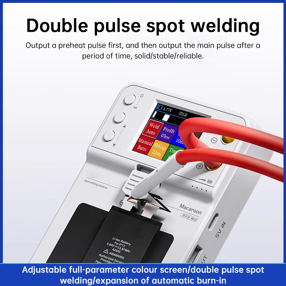 DC 5V 650A Intelligent Spot Welder Maximum Double Pulse Colorful Screen Automatic Integrated Type-C Charge Portable Spot Welder