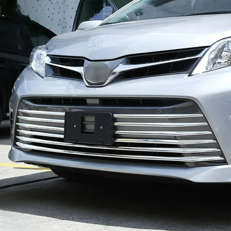 

For TOYOTA Sienna (XL30) 2018-2020 ABS Chrome Front Center Mesh Grille Grill Cover Radiator Strip Trim Decoration Car Styling
