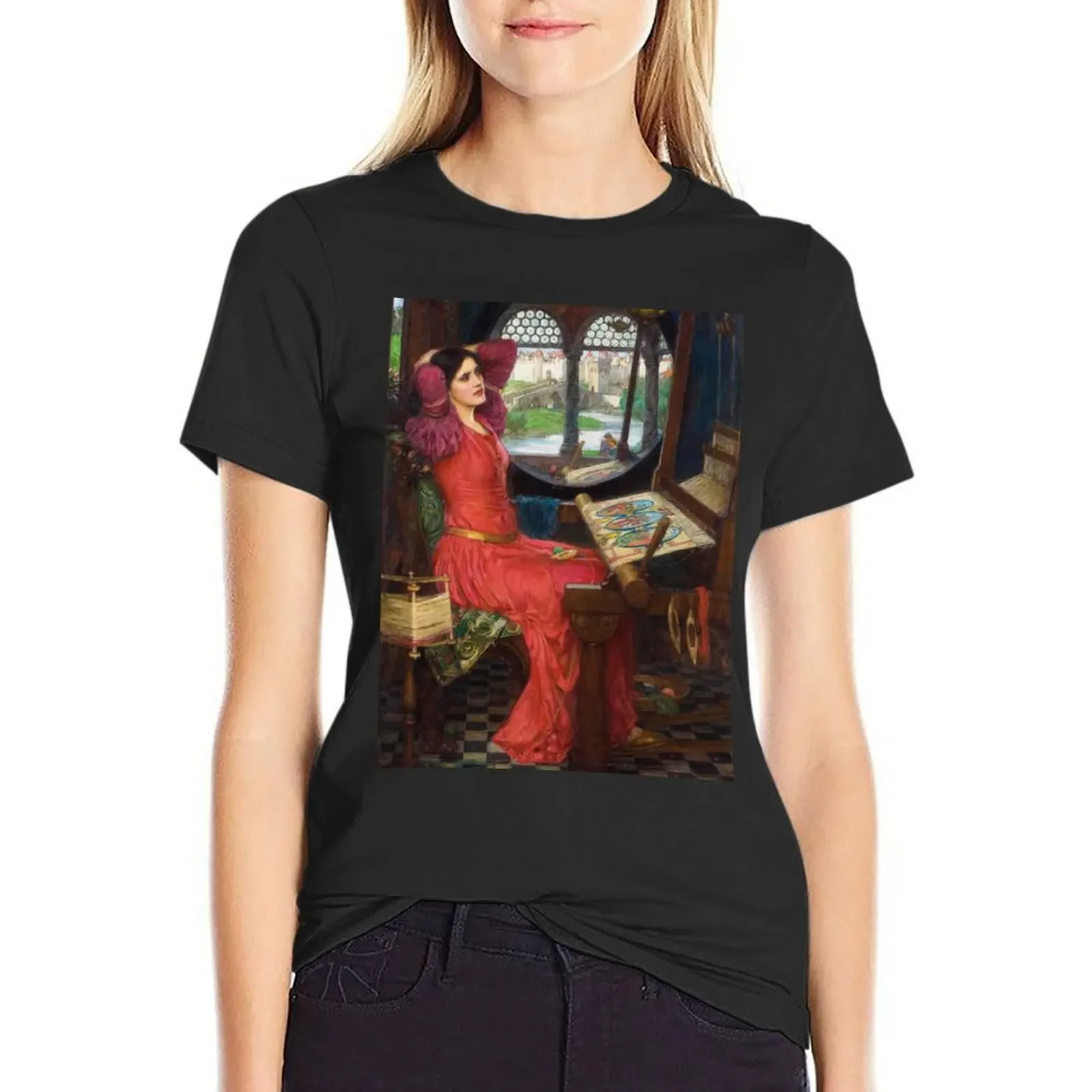 Lady of Shalott - Sick of Shadows - John William Waterhouse T-Shirt graphics plus size tops Blouse t-shirt dress for Women long