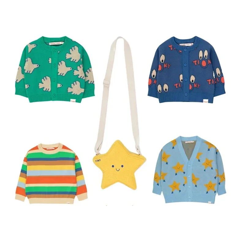 Children's Sweater 24 Autumn Winter TC Children's Sweater Baby Knitted Cardigan Men's and Women's Sweater Jacket【in Stock】