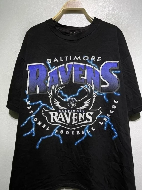 Camiseta vintage de los Baltimore Ravens de 1996, reimpresión gráfica de fútbol americano de la NFL, ropa para hombre