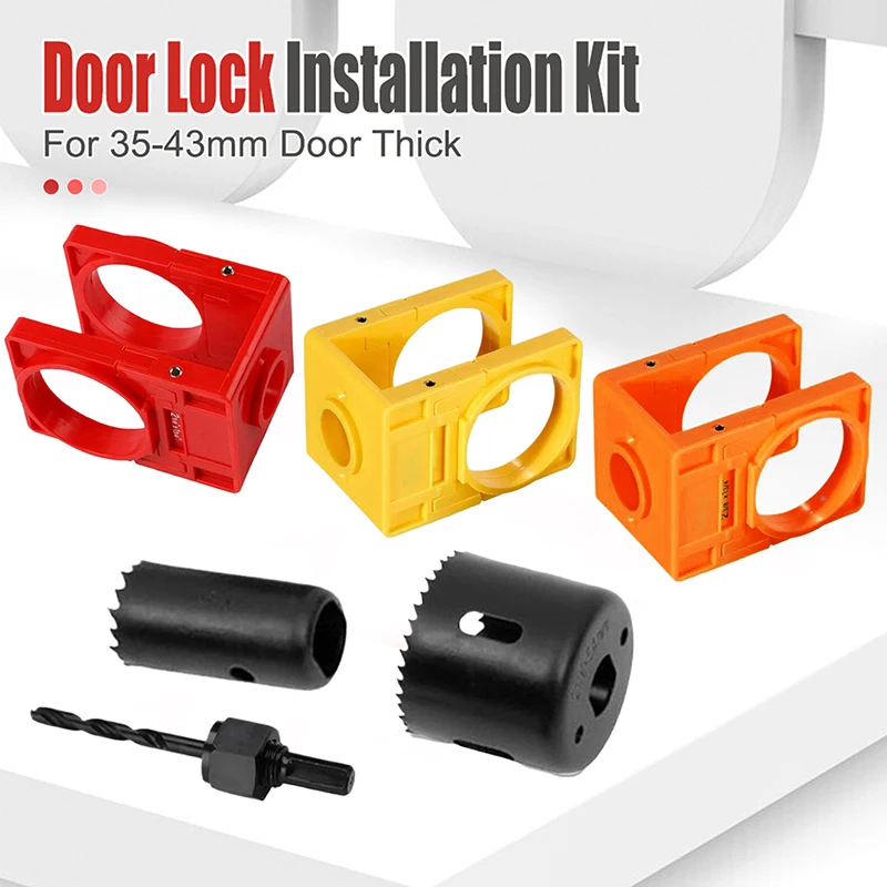 

Комплект для установки дверного замка, регулируемый пластиковый направляющий шаблон с кольцевой пилой для дверного замка из углеродистой стали для двери толщиной 35-43 мм