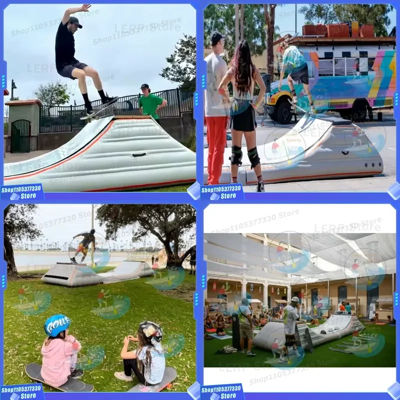 Inflatable Skate Ramp 4ft Heavy-Duty Portable for Skateboard BMX, Indoor Outdoor Practice with Fast Inflation