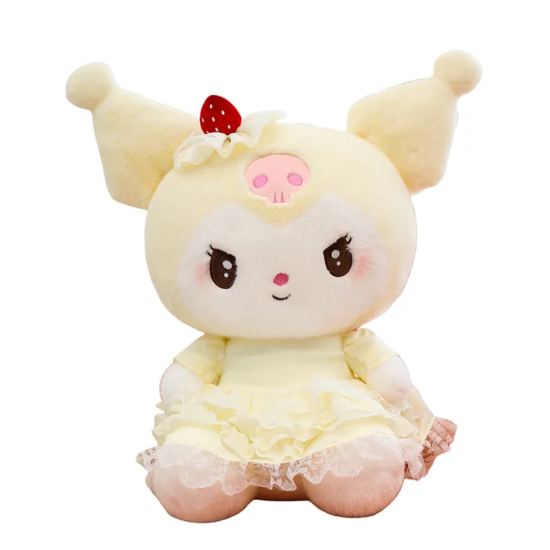 Kawaii Plüschtier Melodie und Kuromi Puppe mit Hochzeitskleid Stofftier Kissen für Kinder Geburtstag Weihnachtsgeschenk Süßes kuscheliges Baby