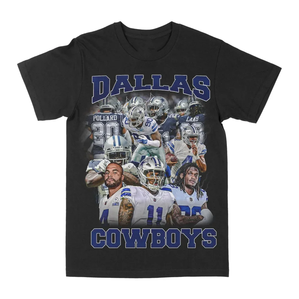 Summer Men's T-Shirt Dallas Cowboys America's Team Tee Crew Neck Cotton Big Head Printed Gothic Loose Plus Size Unisex Top