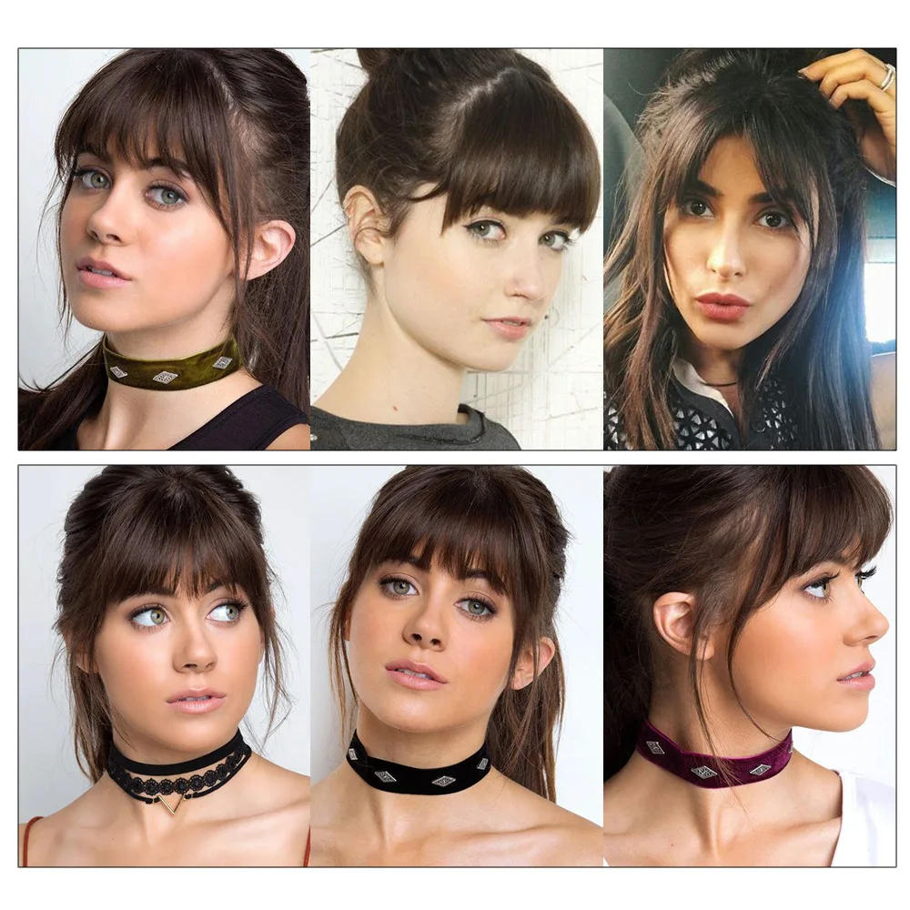 Synthetic Fake Invisible Air Bangs Hair Extension Front Fringes Hairpiece Black Brown Hair Accessories for Women