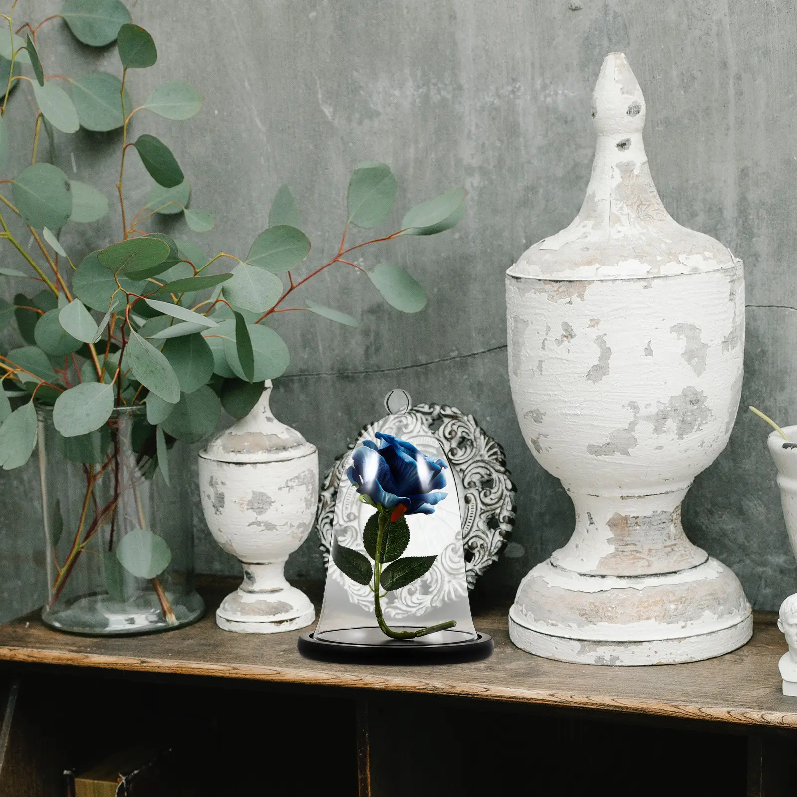 1Set Preserved Flower Glass Cover Elegant Creative Dome for Silk Flowers Dried Flowers Small Decor Items Shelf Tabletop