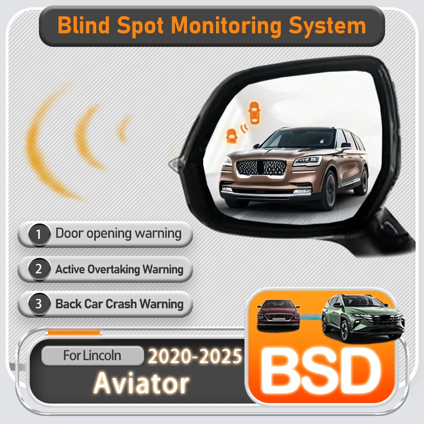For Lincoln Aviator 2020 2021 2022 2023 2024 2025 Car BSD BSM BSA Blind Spot Monitoring System Mirror LED Light Radar Detector