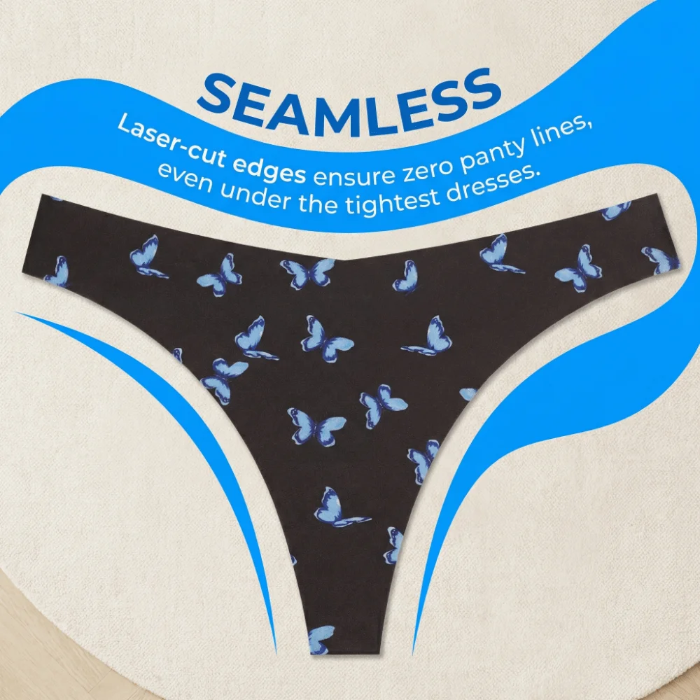Süße Baumwoll-Unterwäsche für Damen, Lippen-Motiv, Niedriggeschnittener Nahtloser Tanga, Schmetterlings-Leoparden-Slip für Mädchen – Detail 8