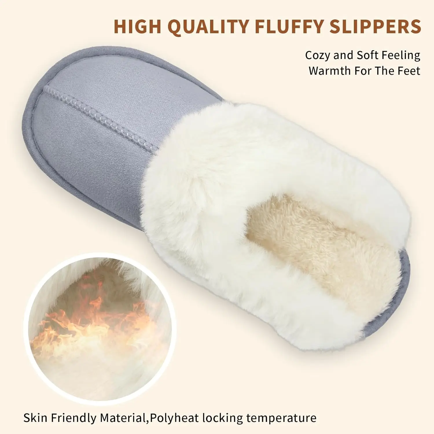 Women Fluffy Slippers Cozy Memory Foam House Slippers Fluffy Wool-Like Ladies Slippers Plush Fleece Lined Shoes Valentines Gifts