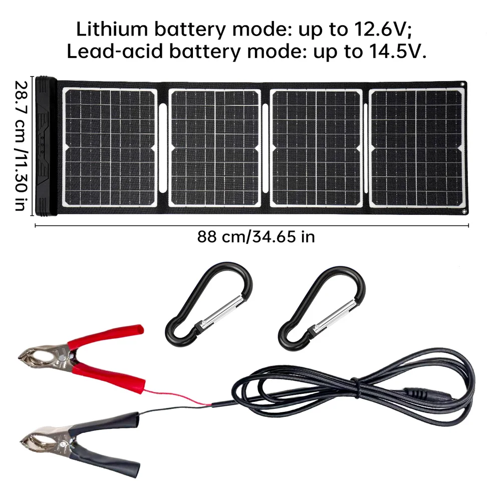 Foldable Solar Panel 40W Built-in Controller, 2-in-1 Portable Solar Panels Kit for Backpacking Camping Hiking RV