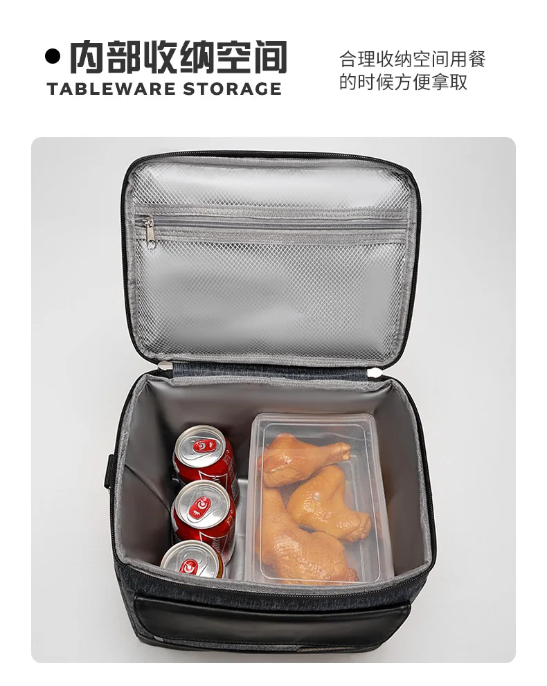 DENUONISS Tragbare Oxford-isolierte Lunchtasche, neue isolierte Kühltasche, langlebig, verdickt, wasserdicht, Kühltasche – Detail 4