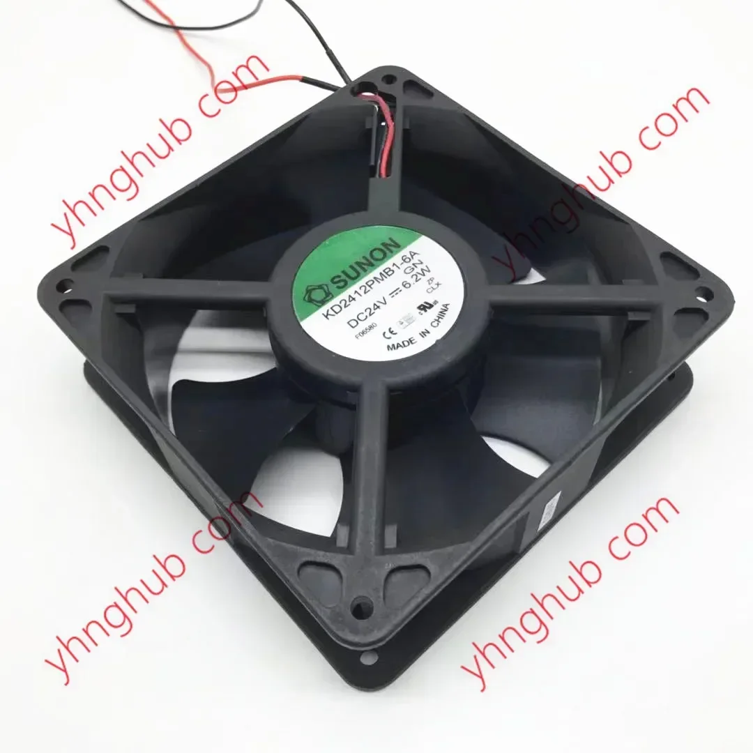 sunon-kd2412pmb1-6a-gn-dc-24v-62w-120x120x38mm-2線式サーバー冷却ファン