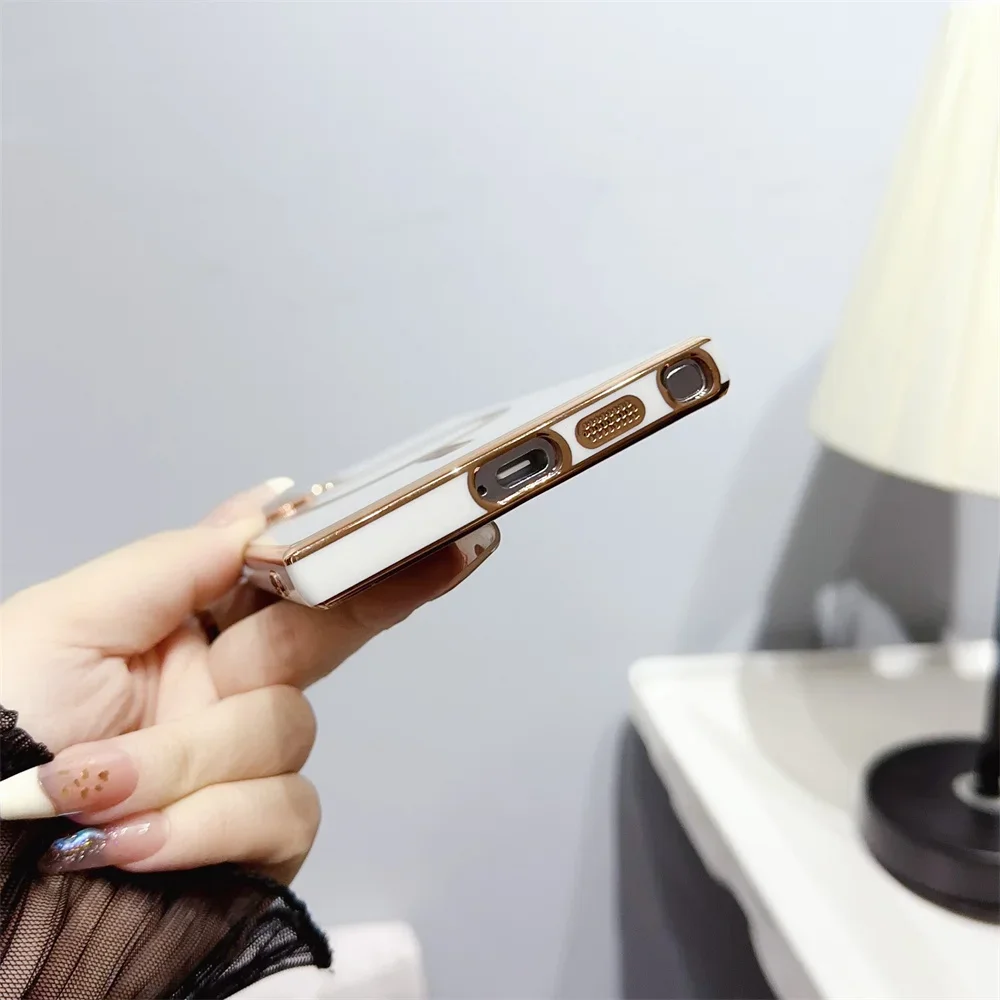 حافظة Magsafe من السيليكون المغناطيسي الفاخر لهاتف سامسونج جالاكسي S25 S24 S23 S22 S21 Ultra Plus Candy 6D تصفيح شحن لاسلكي Funda