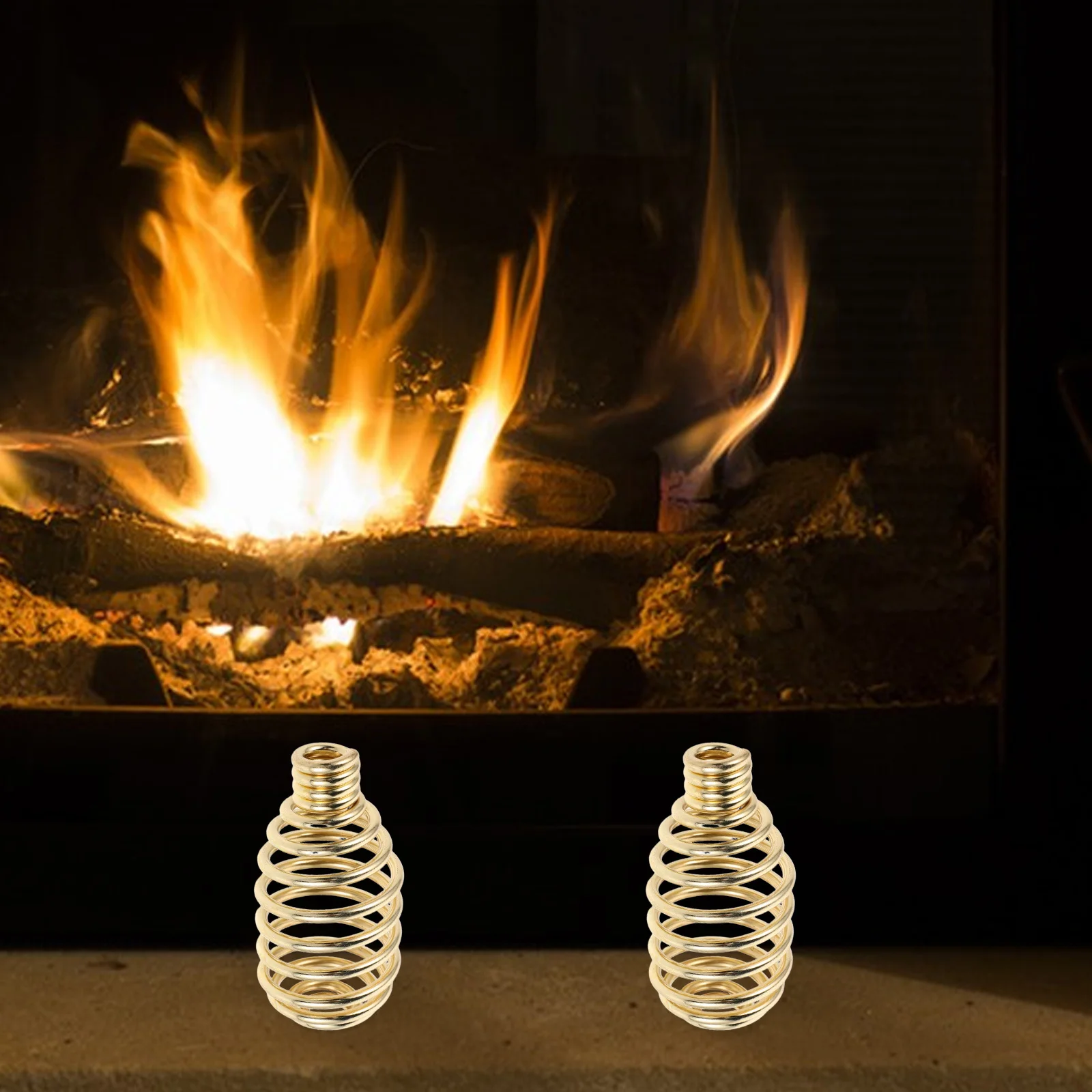 

2pcs Fireplace Spring Handle Golden For Wood Stove Pellet Grill Smoker Bbq Pit Replacement Furnace Door Pull Universal Metal