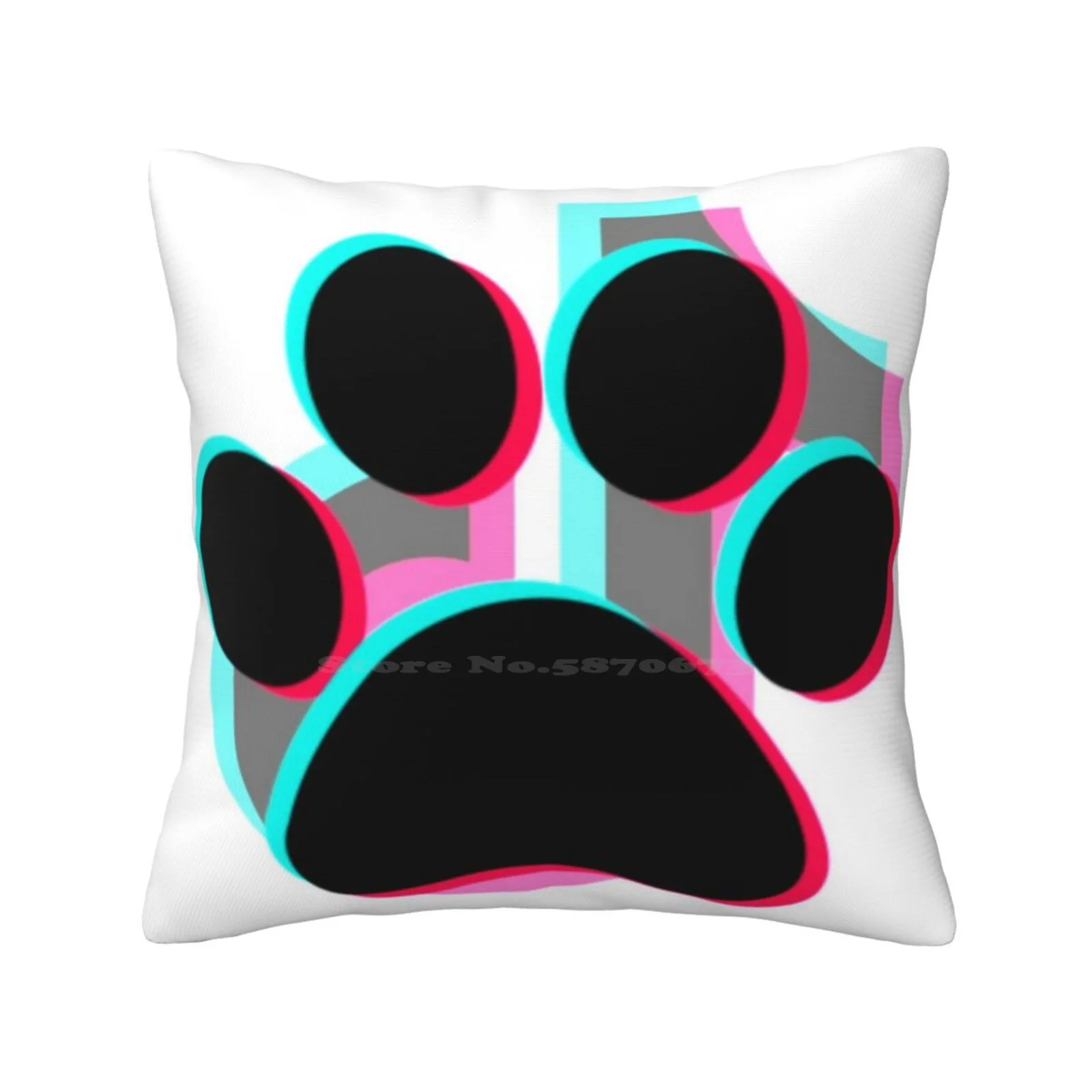 Furry Logo ( Black Vers. ) Pillow Cover Hug Pillowcase Furries Fursuits Furry Fandom Logo Paw