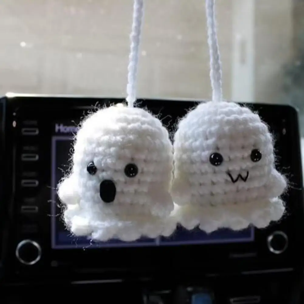

Ghost Bag Charm Halloween Car Charm Adorable Fuzzy Ghost Car Accessories Swinging Bag Charms Rear View Mirror Ornaments Party