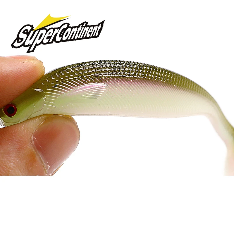 Supercontinent A ShadTeez T-tail 50mm 70mm 100mm Pike Zander Predator Fishing 3d eyes Soft lure Fishing lures