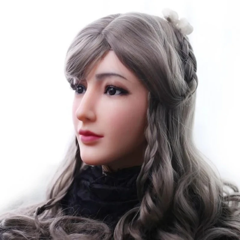 Mask Adult Full Face Beautiful Woman Silicone Dummy Headgear Simulation Mask Face CD Men To Women Boss Makeup