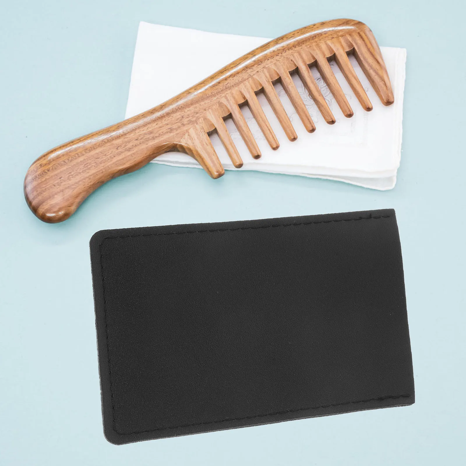 

1pcs Pu Comb Case For Wood Beardsmooth Durable Travel Lightweight Folding Pocket Holder Men Ox Horn Comb Bag Sandalwood