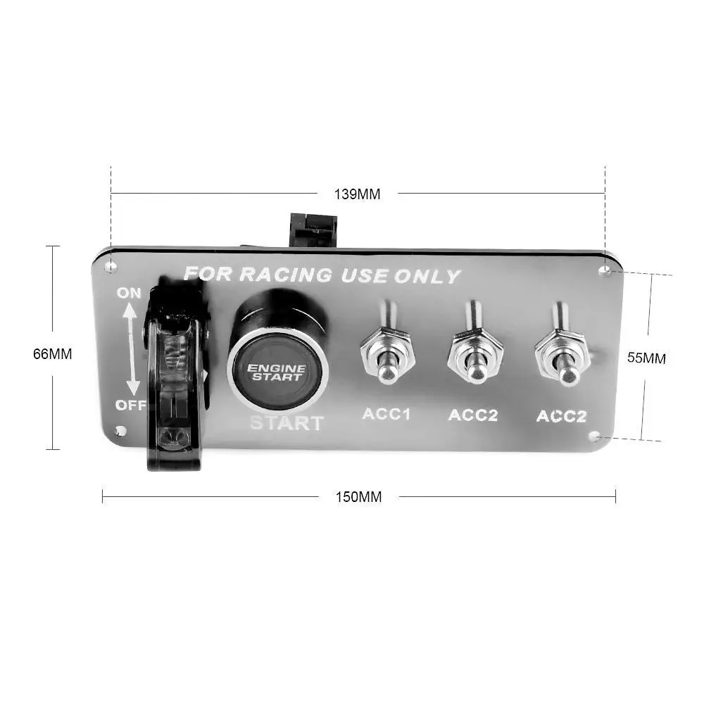 5 in 1 Retrofit Accessories 12V GM Racing Start Button Flip LED Ignition Switch Panel Kit