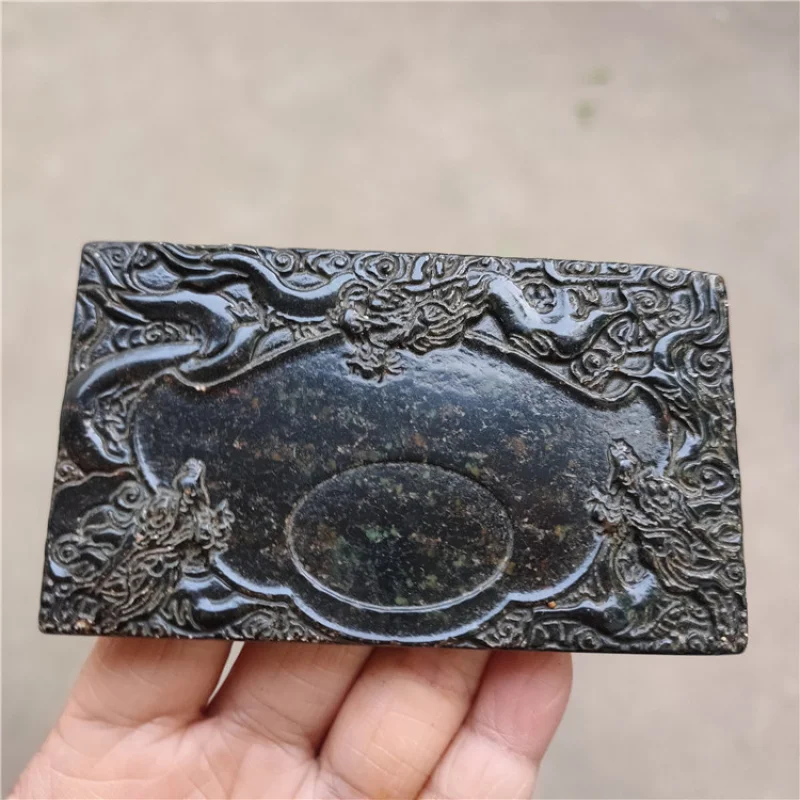 

Stone Antique Miscellaneous Natural Aged Crafts Iron Stone Three Dragons Playing in Water Small Inkstone Small Ornaments Wholesa