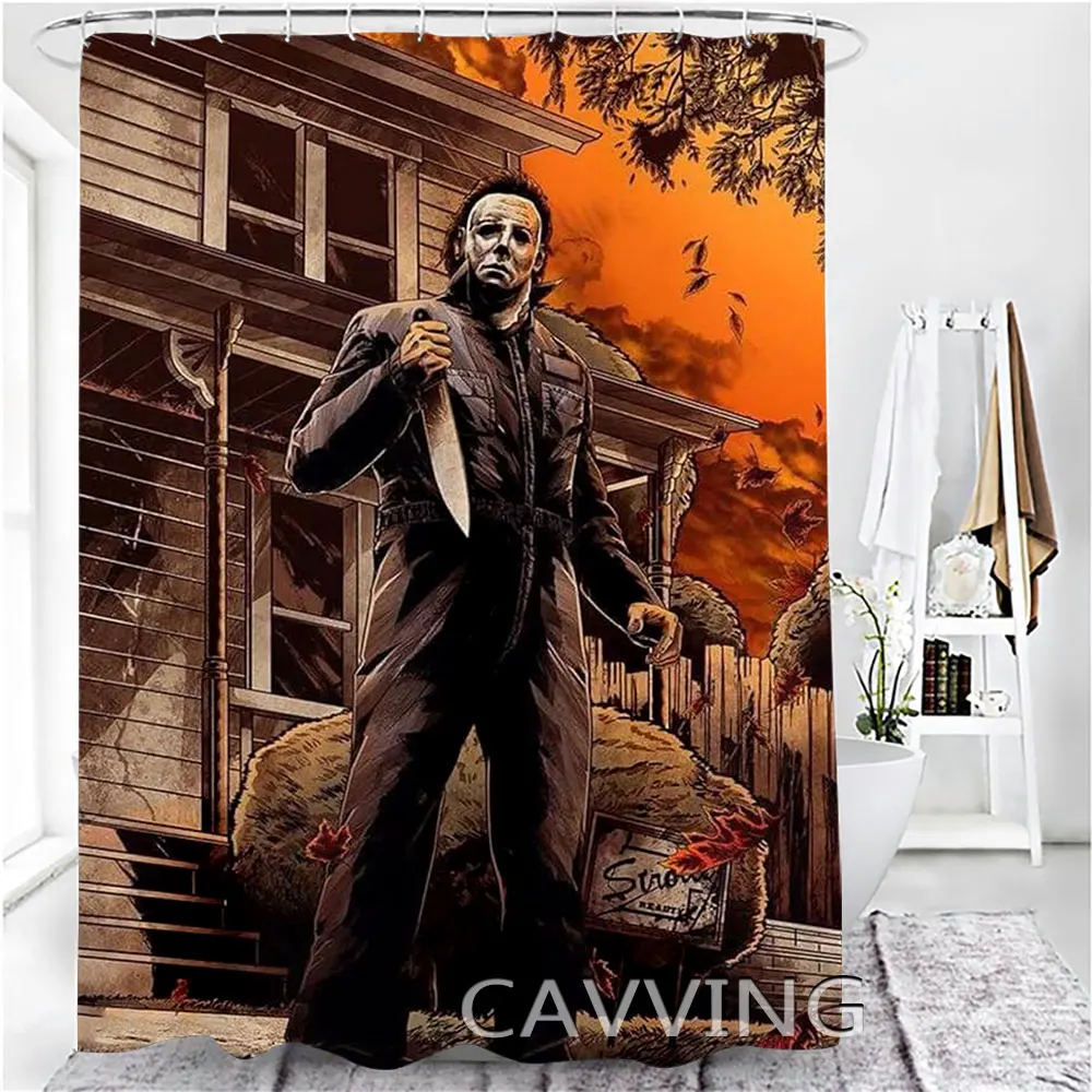 Halloween Michael Myers 3D Printed Shower Curtains Waterproof Bathroom Curtain Anti-slip Bath Mat Set Toilet Rugs Carpets F10