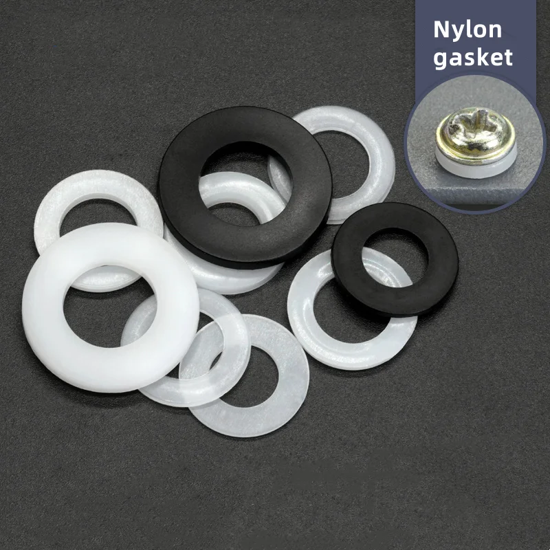 1000pcs Black/ White Nylon Plastic Flat Insulating Washer Plane Spacer Insulation Seals Gasket Ring For Screw Bolt