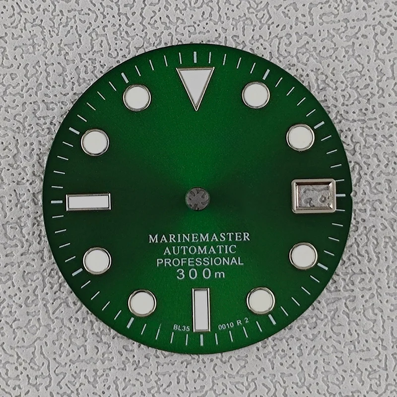 Esfera de reloj de 28,5mm con manecillas de reloj, rayos solares Marinemaster, ajuste luminoso NH35 NH36, esferas de reloj, movimiento automático