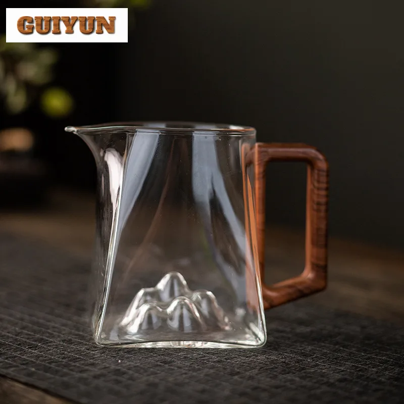 High End Flower And Bird Glass Fair Cup With Handle Heat Resistant Tea Dispenser Tea Brewing Kettle Tea Pitcher Teaset Drinkware