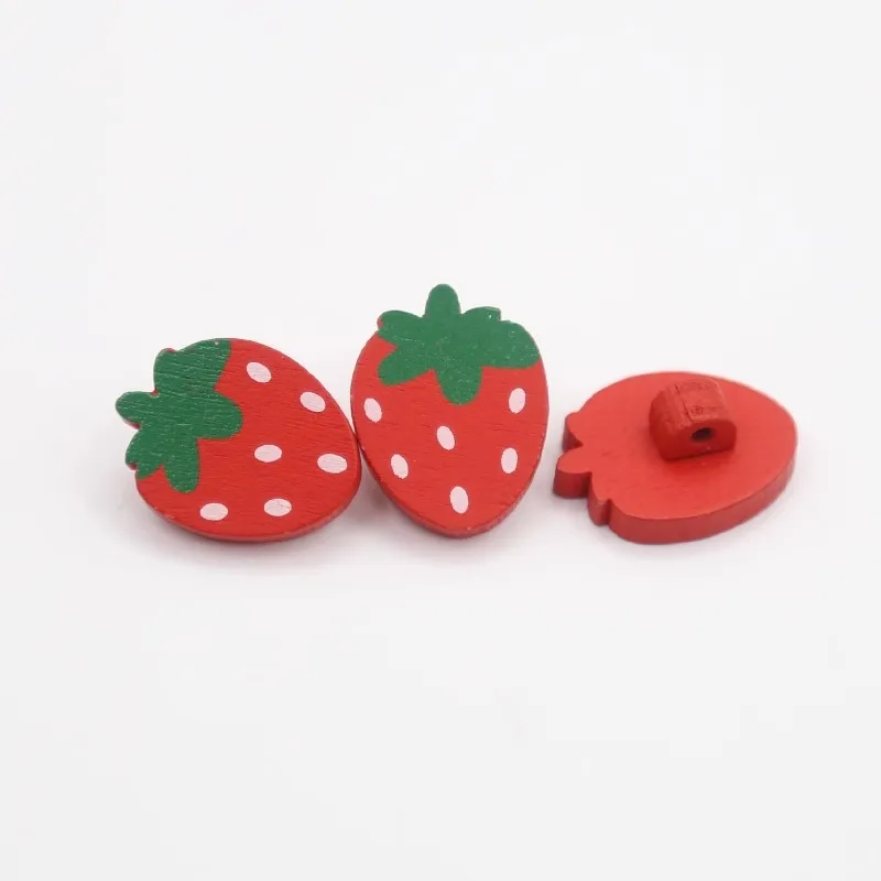 Strawberry wood button children's cartoon wood button handmade diy button clothes doll decorative button
