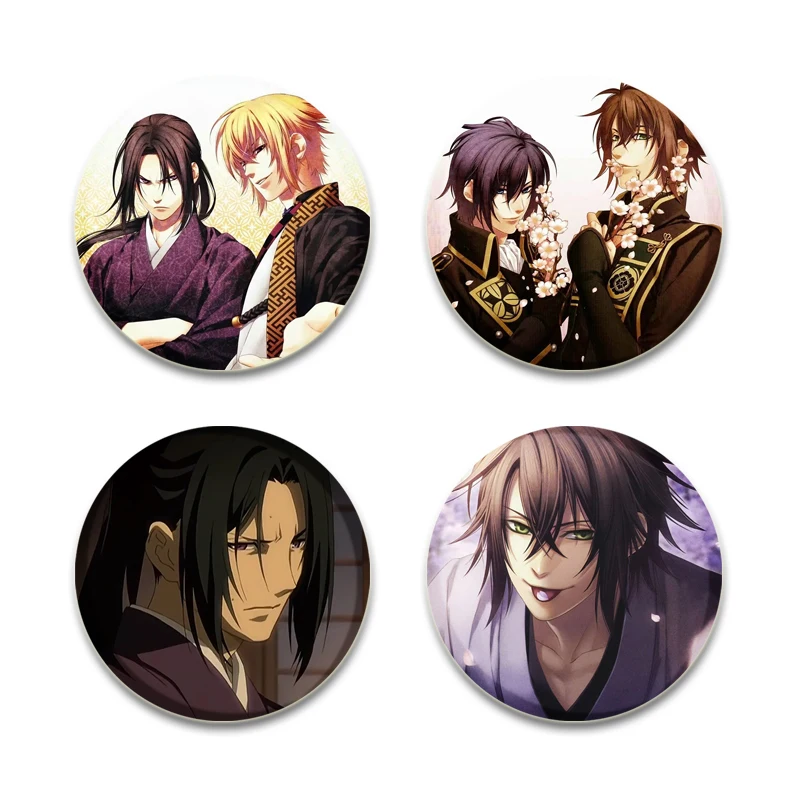 58mm Fans Collection Popular Game Hakuoki Rotundity Tinplate Cartoon Cosplay Badge Backpacks Ornament Jewelry Accessories Gifts