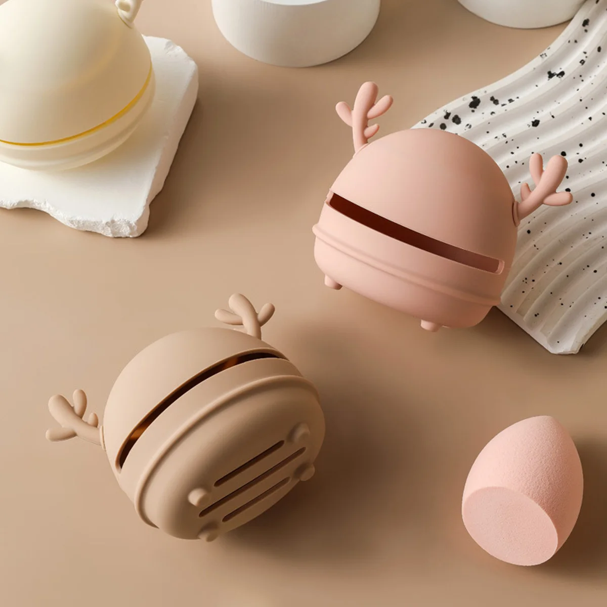 1PC Make-Up Ei Schwamm Halter Silikon Deer Horn Schönheit Schwamm Lagerung Fall Reise Protable Cosmetic Puff Halter Box