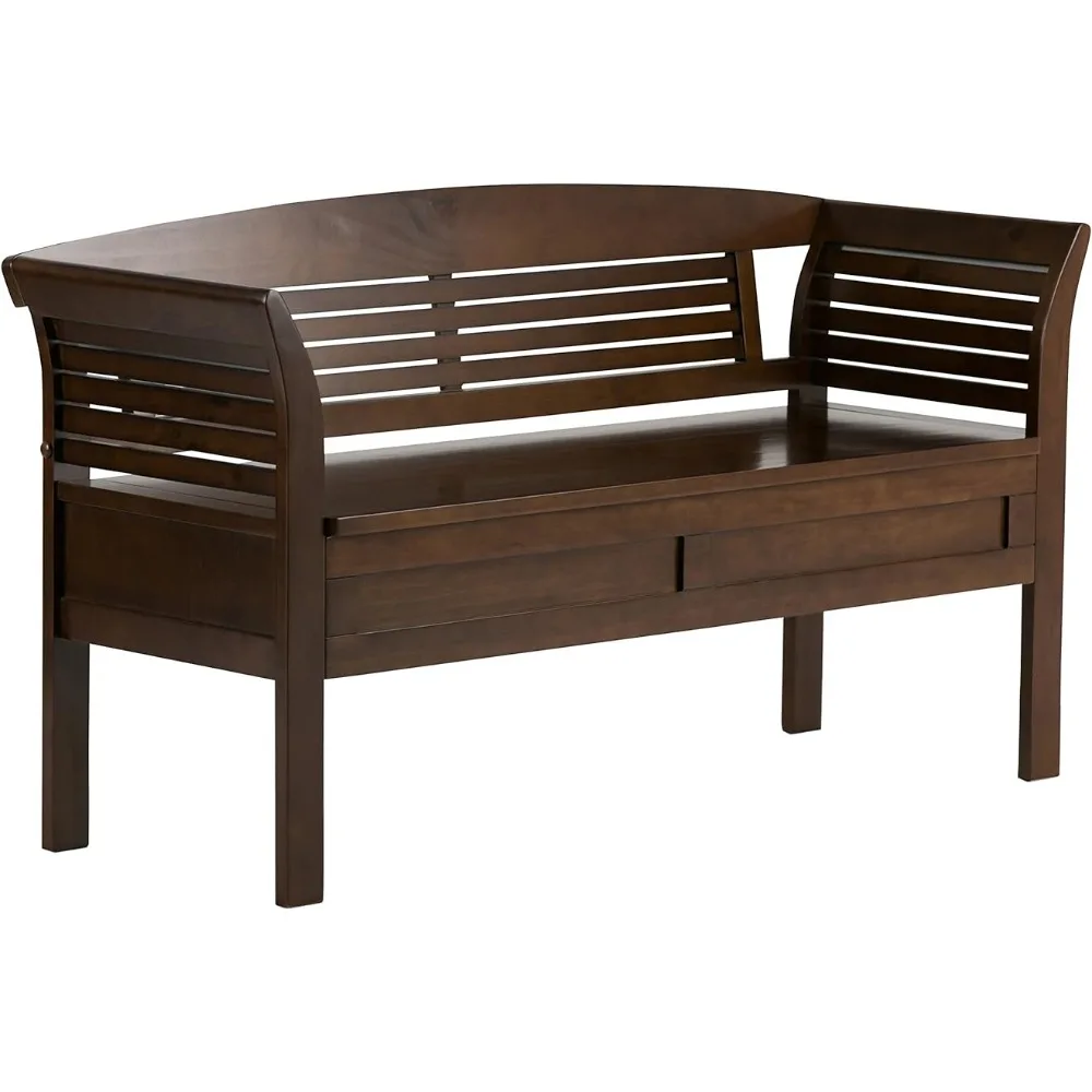 SIMPLIHOME Arlington SOLID WOOD 49 Inch Wide Contemporary Entryway Storage Bench in Rustic Medium Brown