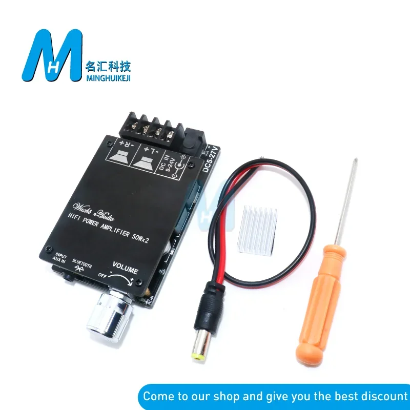 TPA3116 HIFIDIY LIVE Bluetooth 5.0 AUX TPA3116 Digital Power Amplifier Board 2x 50W 100W Speaker Stereo Audio AMP Module ZK-502C