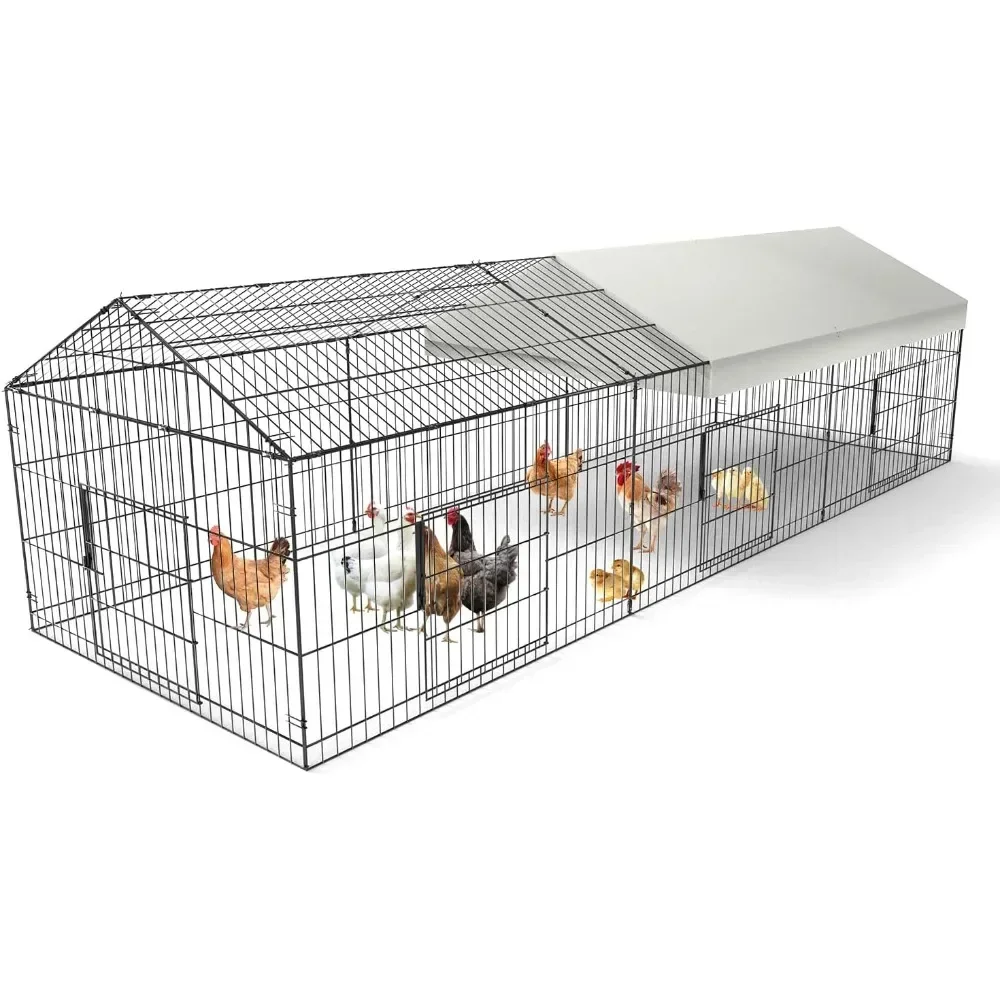 

Chicken Coop 130” X 40” with Waterproof Cover Outside Portable Chicken Cage Enclosure for Small Animal Hen Duck Rabbit