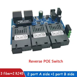 10/100M Reverse POE Switch output 12V supply for epon and gpon 3 port  power supply RPOE 12V~24V IN switch Fast Ethernet pcba