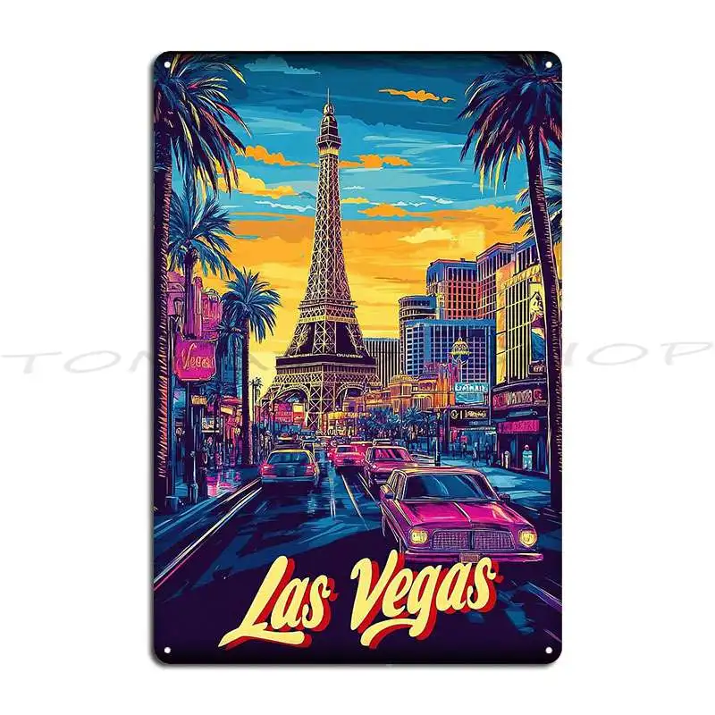 Las Vegas Signboard Metal Plaque Garage Cinema Rusty Cinema Design Tin Sign Poster