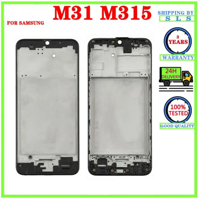 Full Housing For Samsung Galaxy M31 M315 LCD Front Middle Frame Bezel  Battery Back Door Rear Cover With Camera Lens Side Button