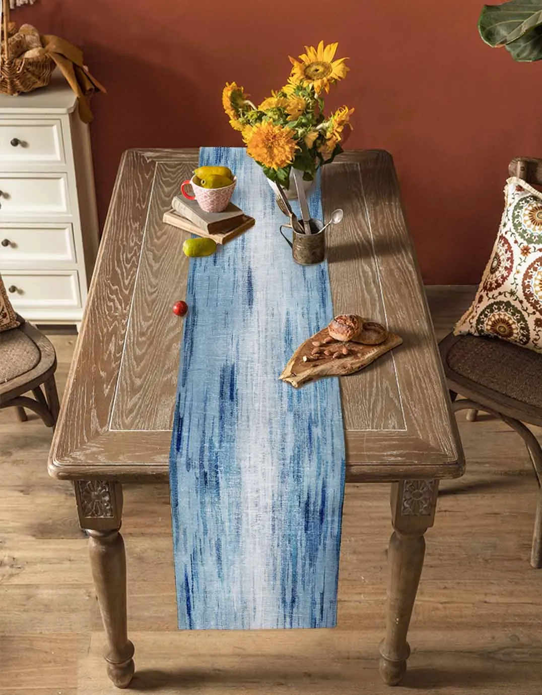 

Retro Texture Gradient Table Runner Cotton Linen Wedding Table Decor Tablecloth Kitchen Decor Table Runner