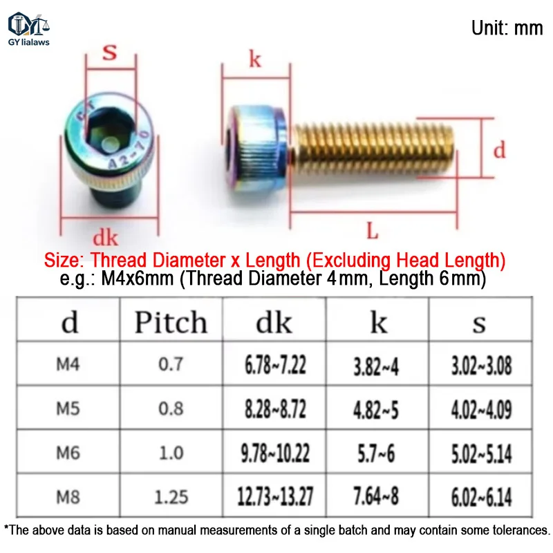 3/5/10pcs DIN912 Hex Socket Cap Head Screws M4 M5 M6 M8 M10 304 A2 Stainless Steel Rainbow Colourful Coated Allen Key Bolts