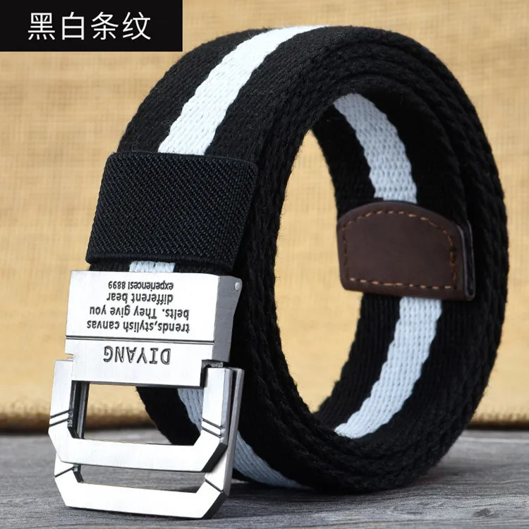 Nieuwe Canvas Riem Man Riem Meisje Tiener Dubbele Ring Gesp Jeans Met Militaire Student Doek Riem Designer Riemen Pas Taktyczny