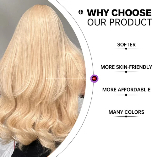 Imagen 2 del producto GEMMA-pelucas onduladas sintéticas para mujer, pelo largo rubio claro con flequillo, onda Natural, Cosplay de Halloween, Lolita, resistente al calor