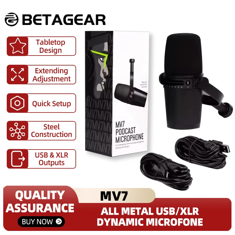 Betagear MV7 todo Metal USB/XLR micrófono dinámico micrófono Podcast grabación de Podcasting transmisión en vivo micrófono para juegos