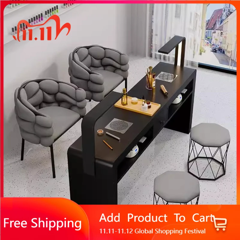 

High Quality Nail Table Luxury Cream Wind Aesthetic Accessories Makeup Art Manicure Table Salon Designer Nageltisch Furniture