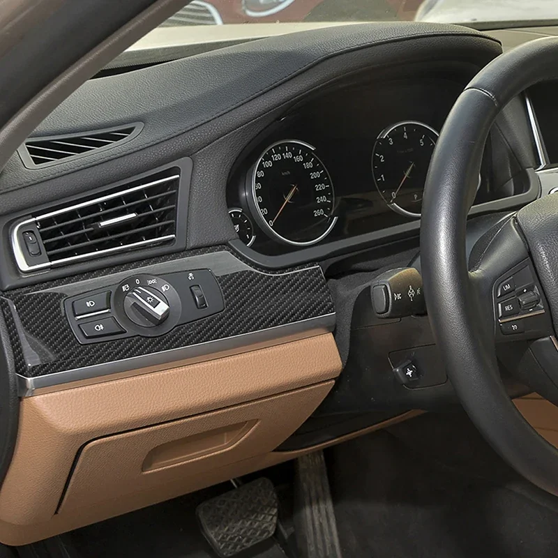 

Автомобиль для BMW 7 серии F01 F02 2009-2015, LHD, панель консоли, рамка, полоски, цветные наклейки из углеродного волокна, аксессуары для интерьера